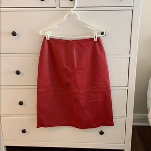 Red leather skirt